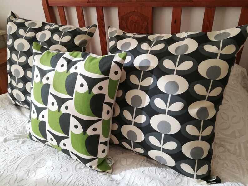 Owl Chalky Green Orla Kiely Fabric Cushion Cover Etsy