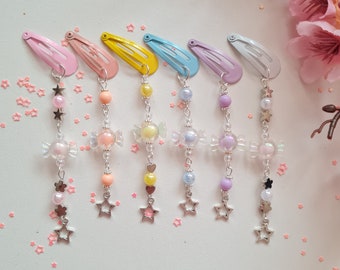 Kawaii süße Haarspangen mit Zuckerperlen und Stern Charm