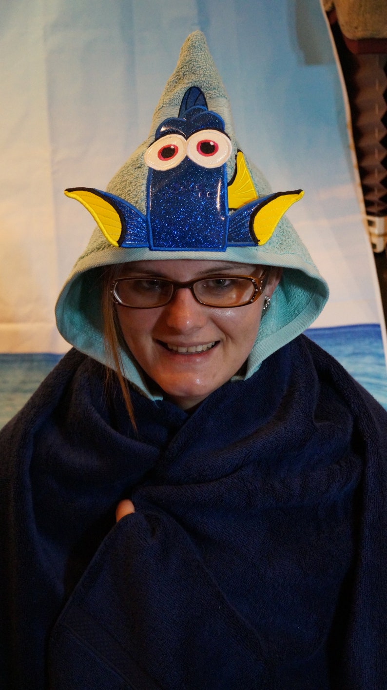 Blue fish Hooded Peeker Towel Present Christmas Birthday Halloween Child or adult Gift