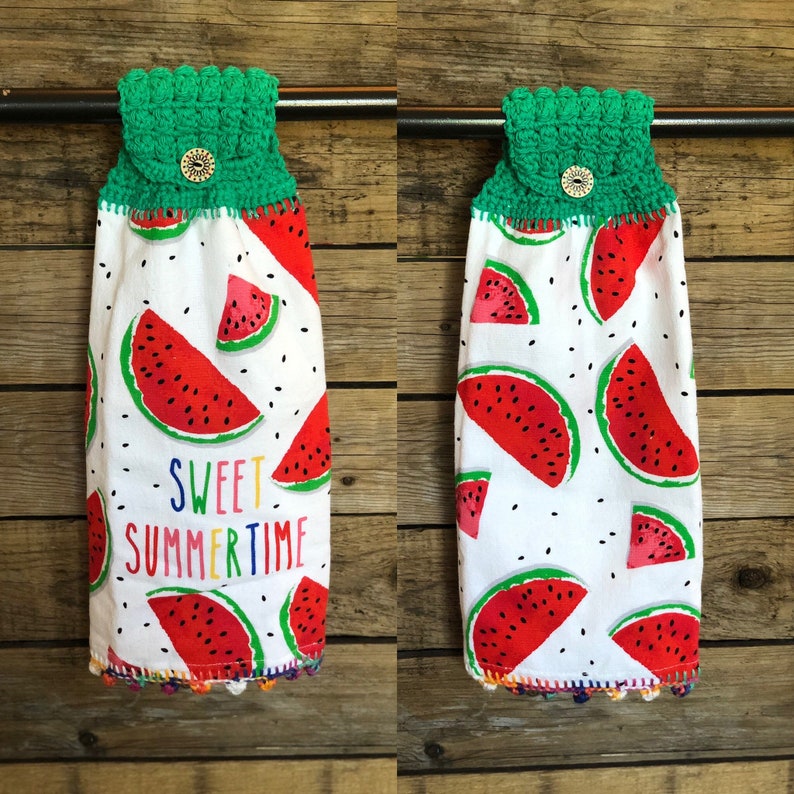 Handmade CROCHET TOP HANGING COTTON TOWEL Sweet Summer time melon Handmade CROCHET TOP HANGING COTTON TOWEL Sweet Summer time melon