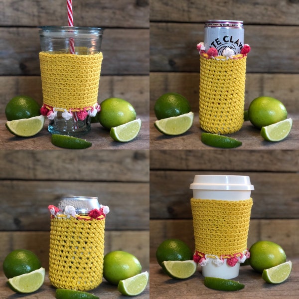 Cozy/Crocheted/Slim Can/Coffee/Tea/Margarita/Glass/Drink/Cup Holder/Summer/Party/Gift Ideas