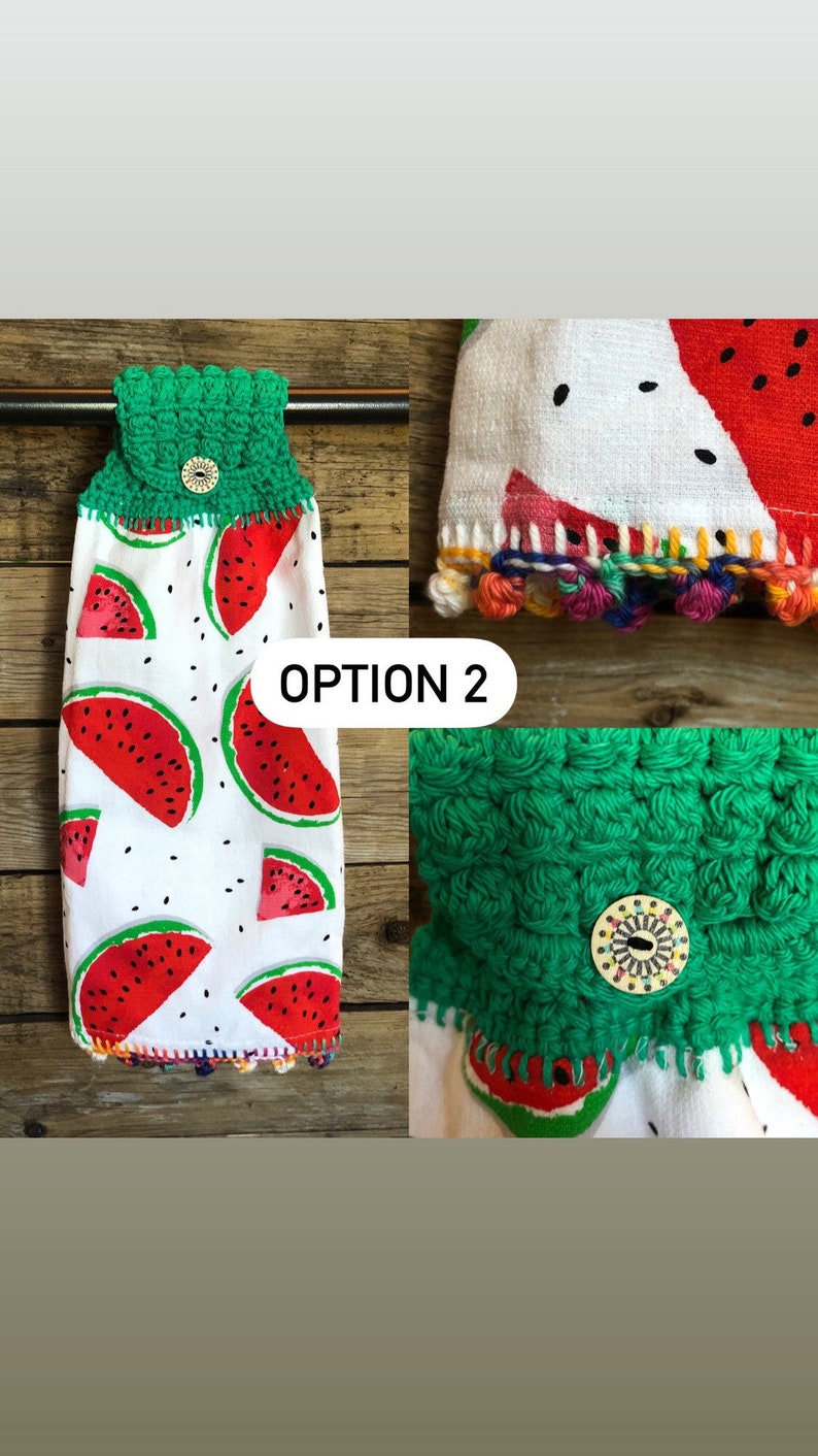 Handmade CROCHET TOP HANGING COTTON TOWEL Sweet Summer time melon Handmade CROCHET TOP HANGING COTTON TOWEL Sweet Summer time melon