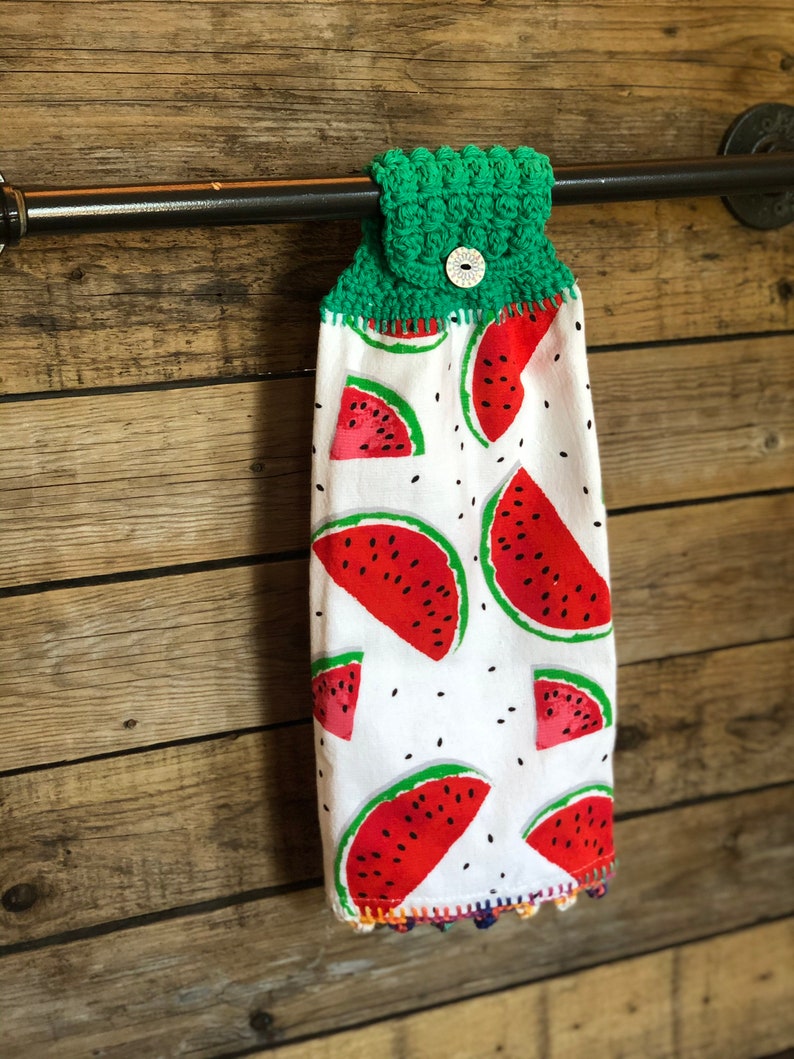 Handmade CROCHET TOP HANGING COTTON TOWEL Sweet Summer time melon Handmade CROCHET TOP HANGING COTTON TOWEL Sweet Summer time melon