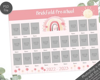 School Photo Template, Class Portraits, PSD Template (Digital Download)
