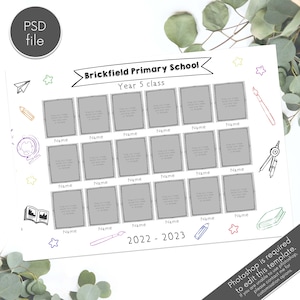 Class photo template, school photo, class of 2023, school digital background, photoshop template, school photo, fully customisable