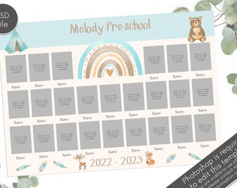 School Photo Template, Preschool Class, PSD (Digital Download)