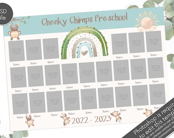 School Photo Template, Class of 2023, Nursery, Pre-school (Photoshop Template)