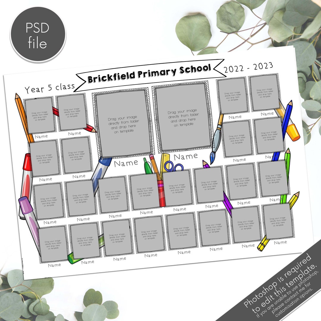 Class Photo Template, School Photo Template, School Digital, Class of ...