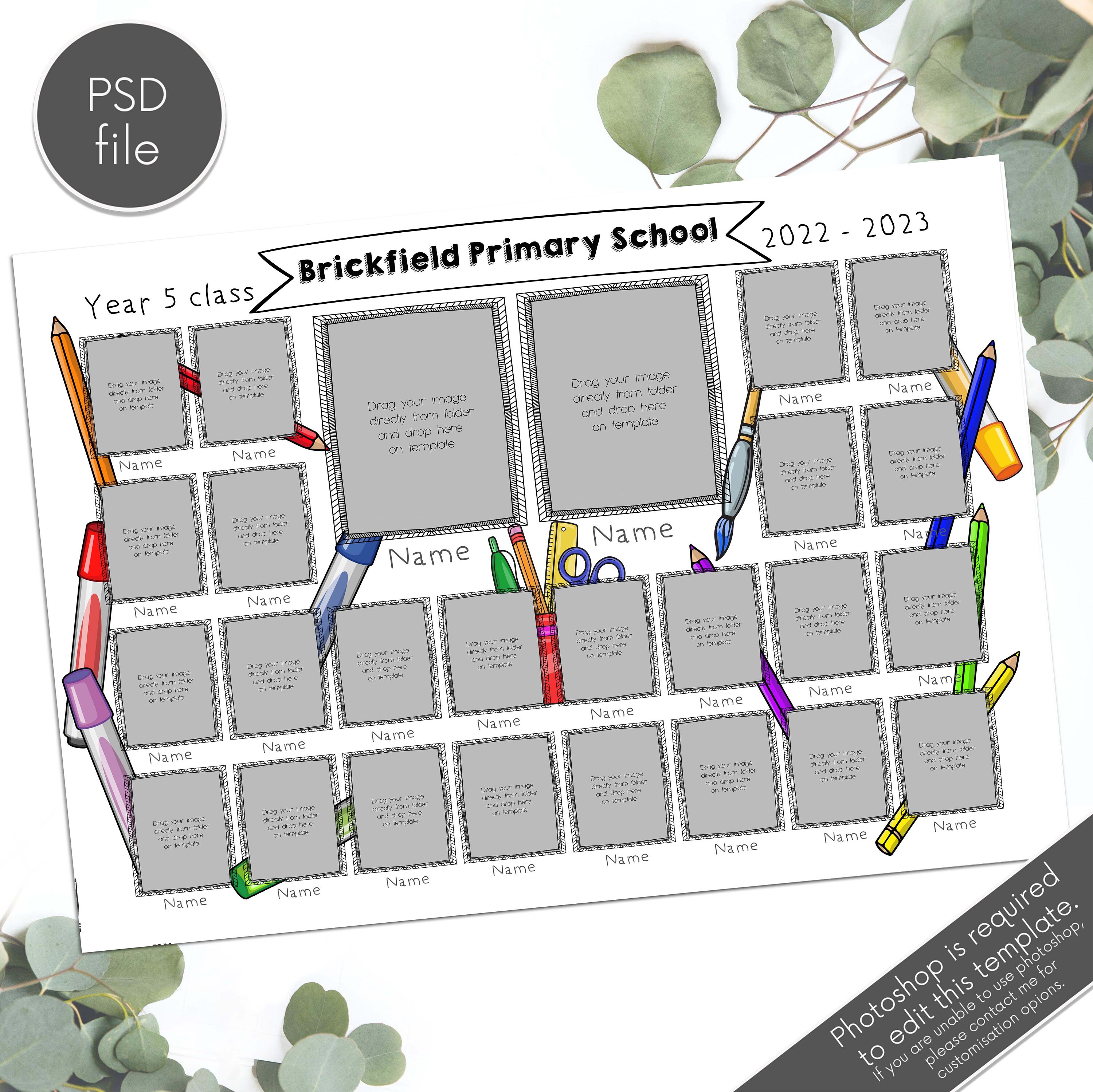 Class Photo Template, School Photo Template, School Digital, Class of ...
