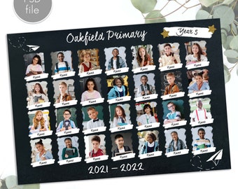 Customizable Class Photo Template, School Digital Background (PSD file)