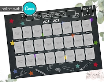 Class Photo Template, School Digital Background, Canva (PDF)