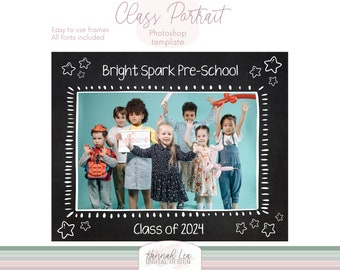 Class Photo Template, School Portrait, Customizable 8x10" (PSD File)