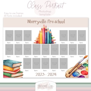 School photo template, school portraits, class of 2024, school digital, photoshop template, student photo, Nursery, Kindergarten, Pre-school