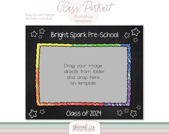 Class Photo Template, School Portrait, 2024, 8x10" (Photoshop PSD)