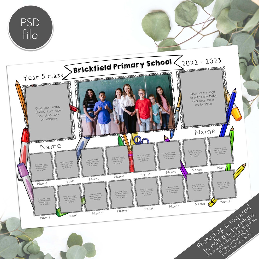 Class Photo Template, School Photo Template, School Digital, Class of ...