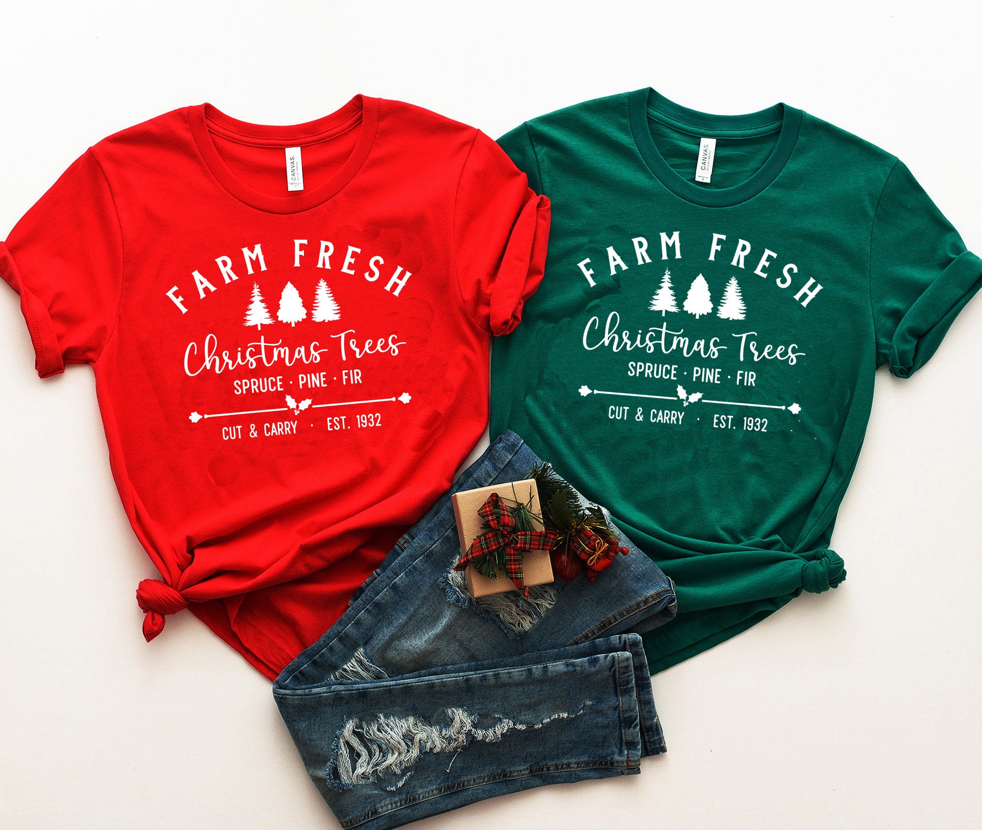 Farm Fresh Christmas Trees Shirt Matching Family Christmas Etsy