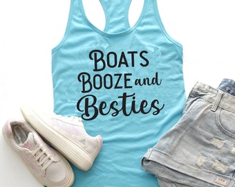 Boats Booze and Besties Tank Top, Bachelorette Party Tank Tops, Girls Weekend, Girls Trip, Bachelorette Trip, Mexico trip, Fiesta Tanks