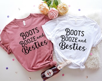 Boots Booze and Besties Shirt, Bachelorette Party Shirts, Girls Trip Shirts, Nashville trip