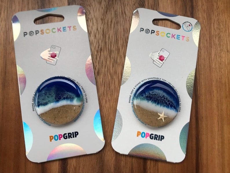 Tiny Beach Authentic PopSocket™ PopGrip Phone Grip - Expanding Stand and Grip with Swappable Top 