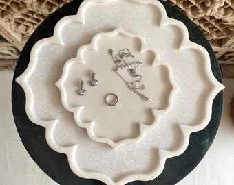 Pure White Marble Urli, Decorative flower Marble plate , Flower tray , candle holder, Jewelry Dish, decorative tray, gift , Handmade bowl