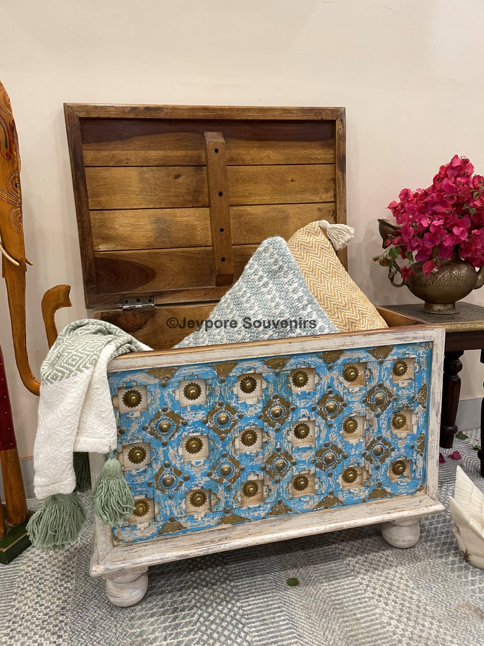 Hand Carved Storage Trunk Chest Box Indian Handmade Wooden Etsy