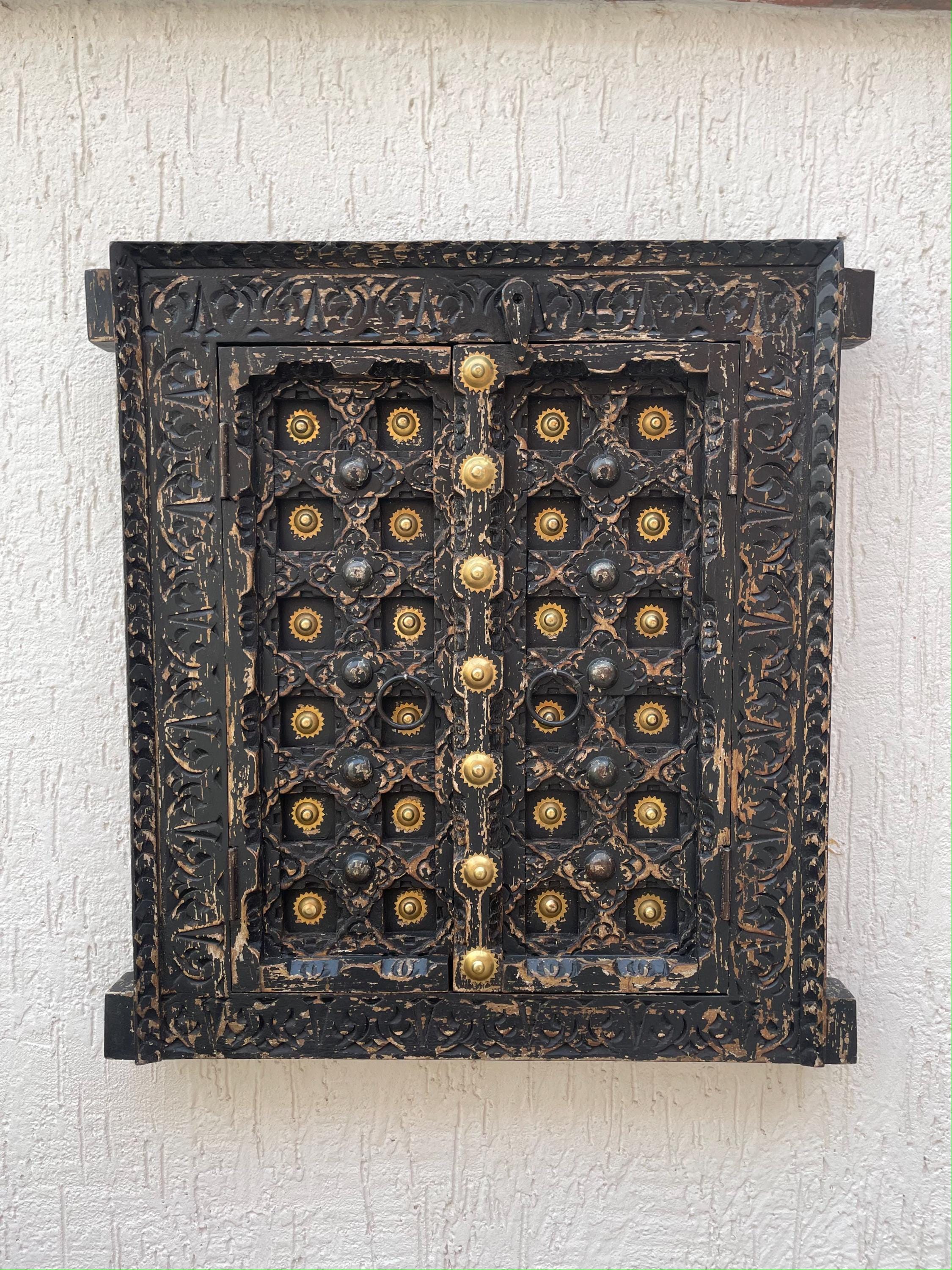 Hand Painted Wooden Window, Indian Vintage Decorative Window, Home
