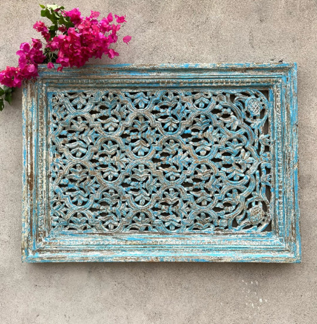Wooden Wall Hanging Hand Carved Indian Wall Panel Wooden Etsy