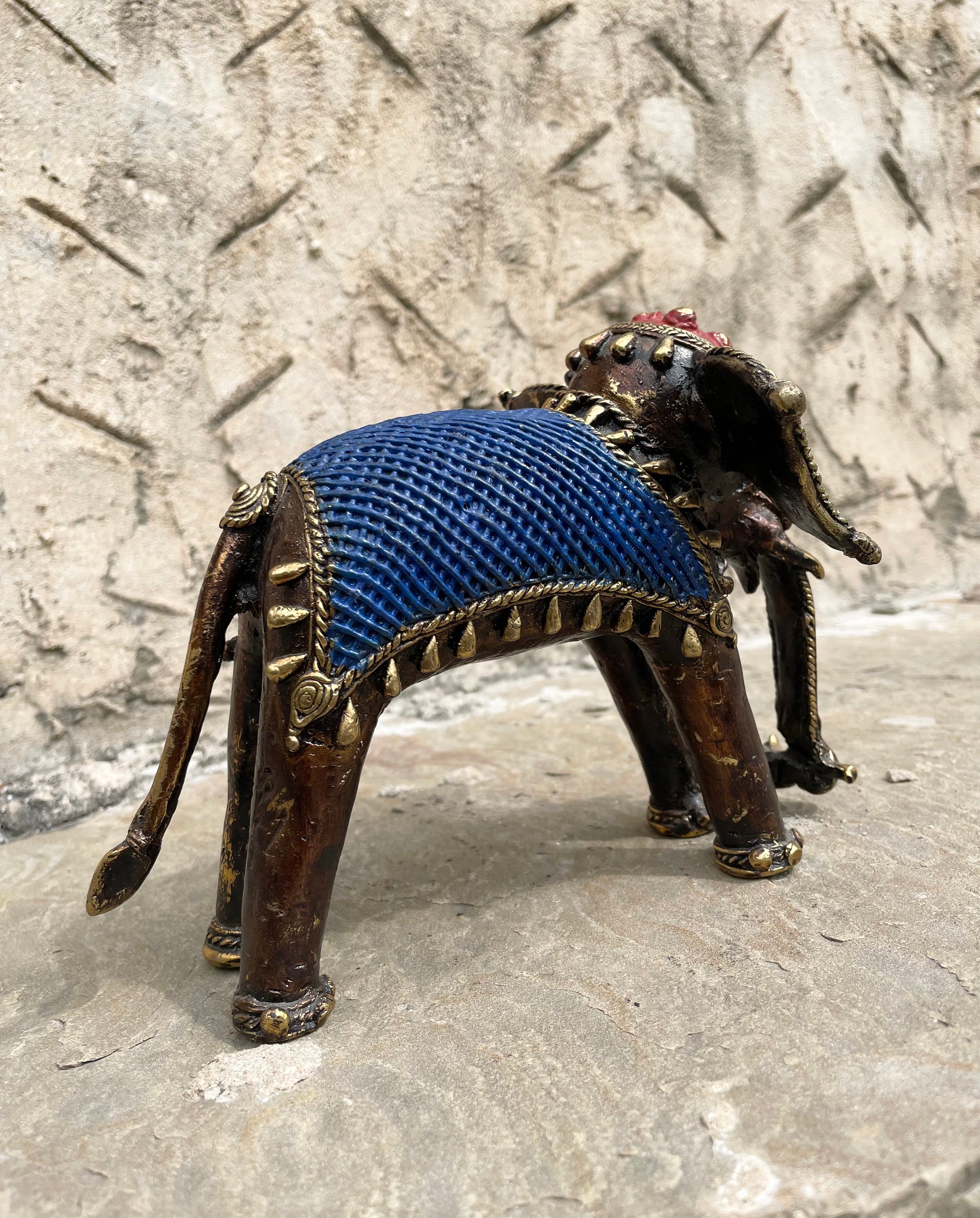 Handcrafted Brass Dhokra Elephant, Handcrafted Vintage Art Dhokra