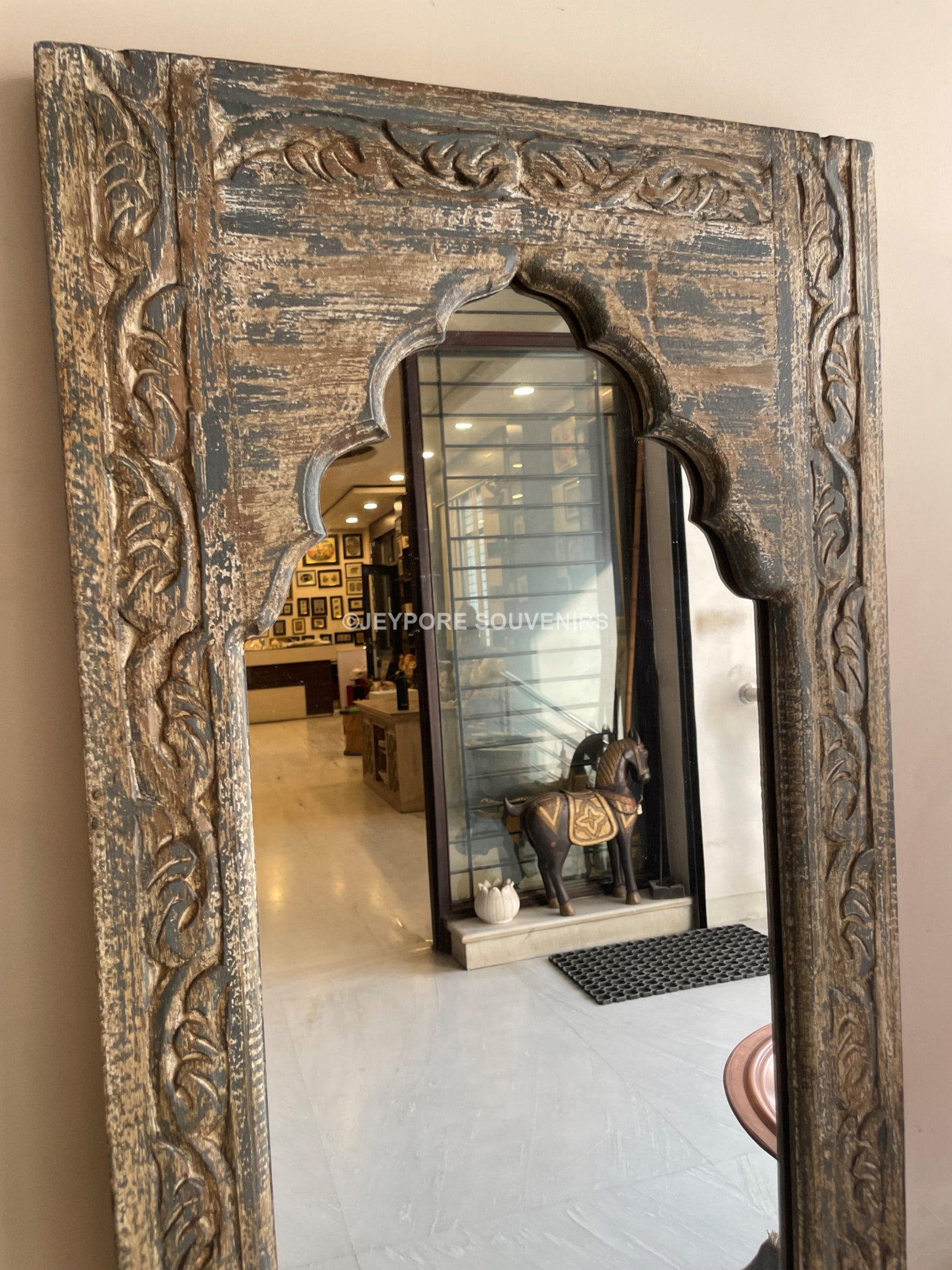 Indian Handcarved Long Standing Vanity Wall Mirror Etsy