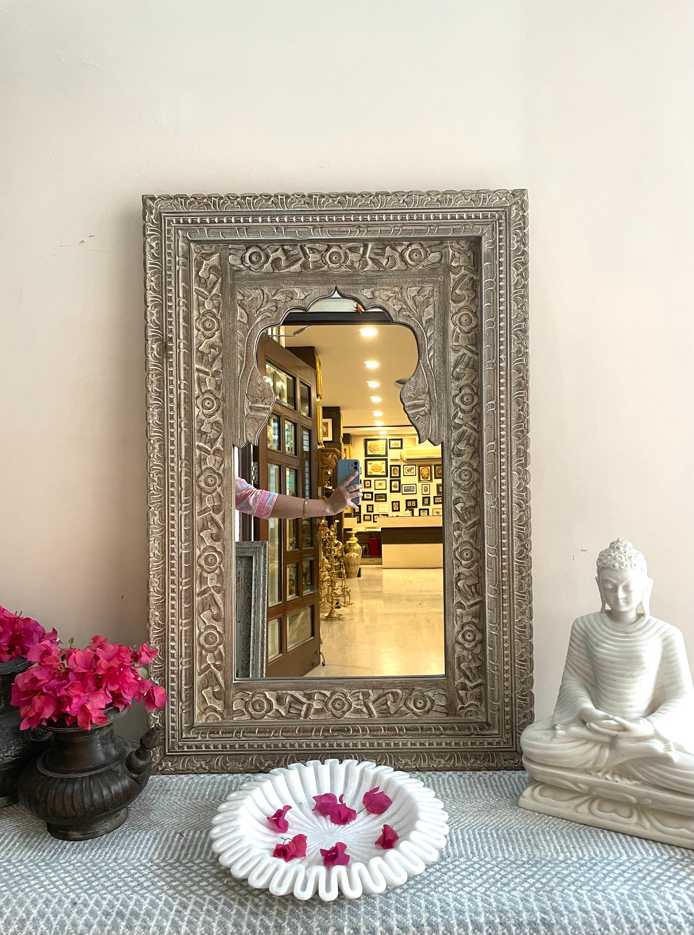 鏡家具 職人さんアンティークビンテージ carved wooden mirror 鏡家具 職人さんアンティークビンテージ carved wooden mirror