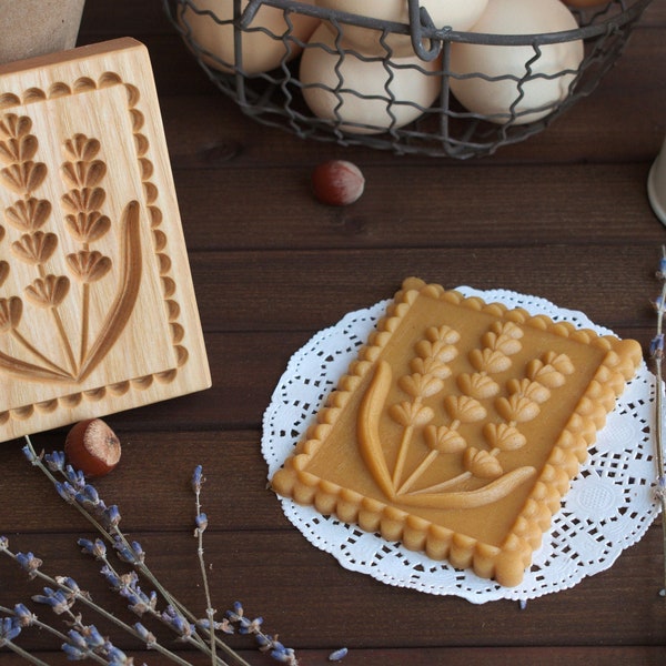 Lavender, Wood cookies stamp, Cookie stamp, Gingerbread board, Embossing form for cookies, Kitchen appliances