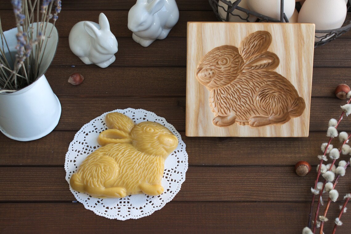 Little rabbit Wooden carved mold for gingerbread Embossing Etsy