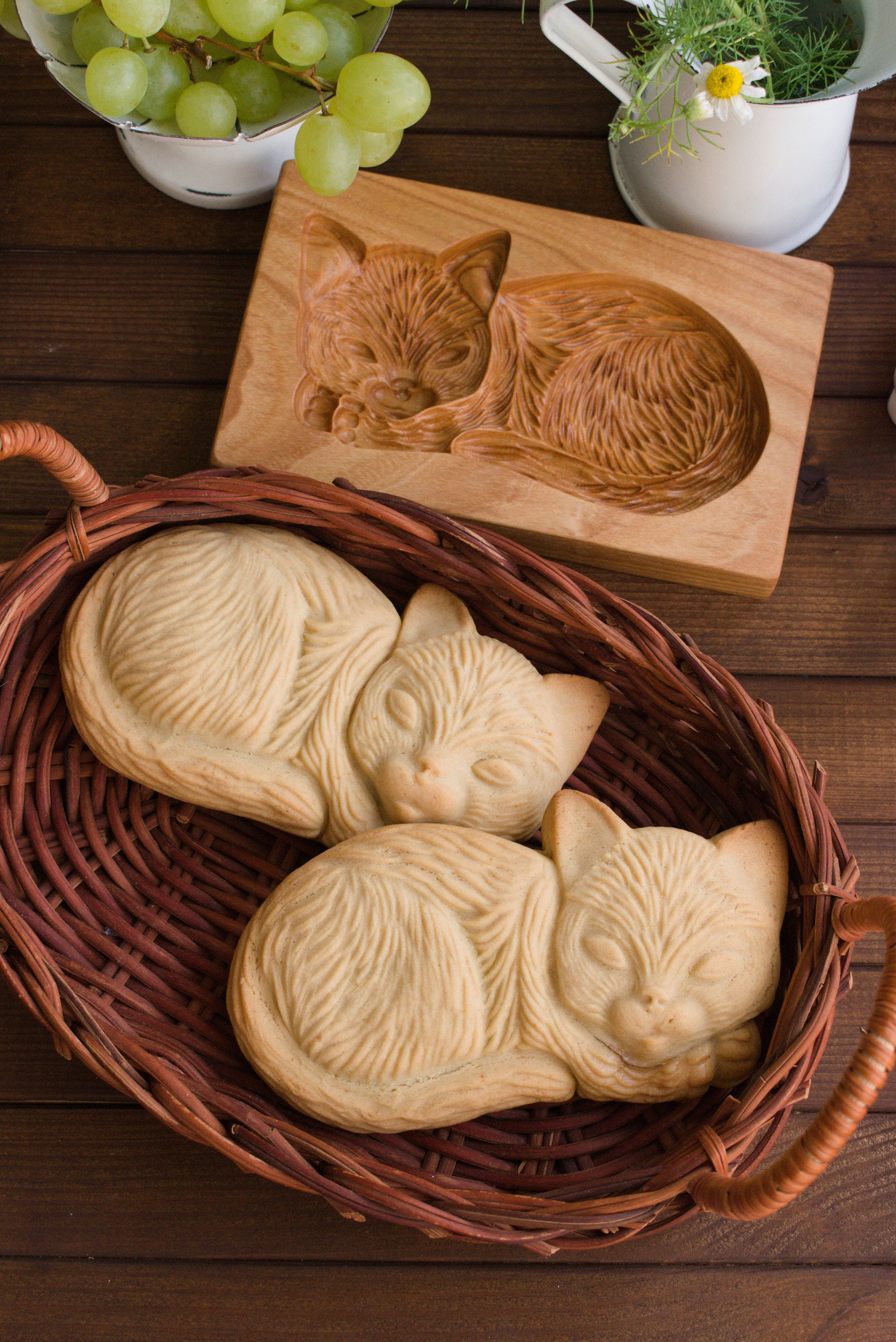 Cat Wooden carved mold for gingerbread Embossing mold for Etsy