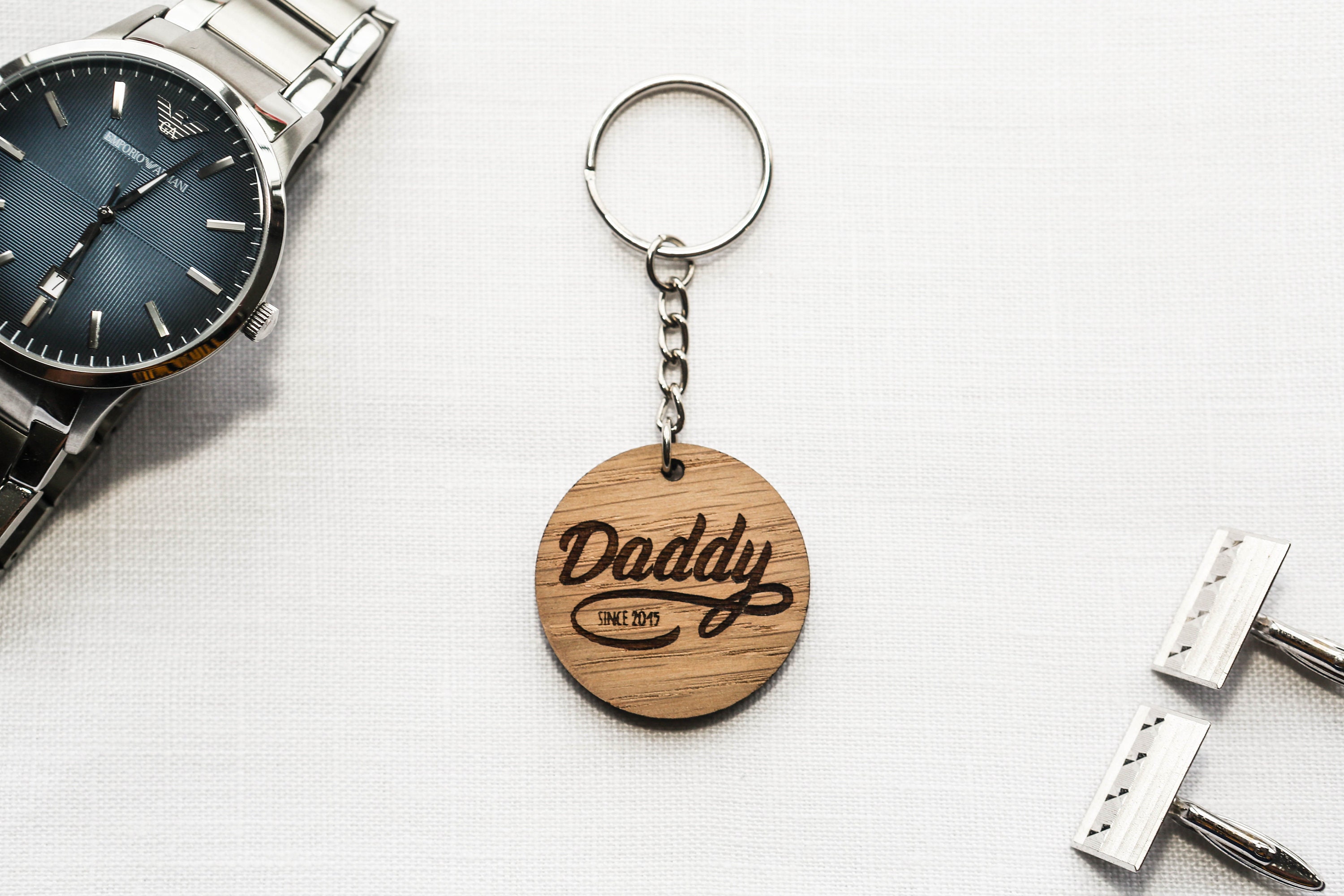 Personalised Dad Keyring Engraved wooden keyring Etsy.de