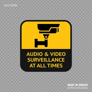 Autocollant de surveillance audio et vidéo haute visibilité - Autocollant de sécurité durable pour toutes les zones - Panneau d'avertissement de surveillance de sécurité 24h/24 et 7j/7 X58W9