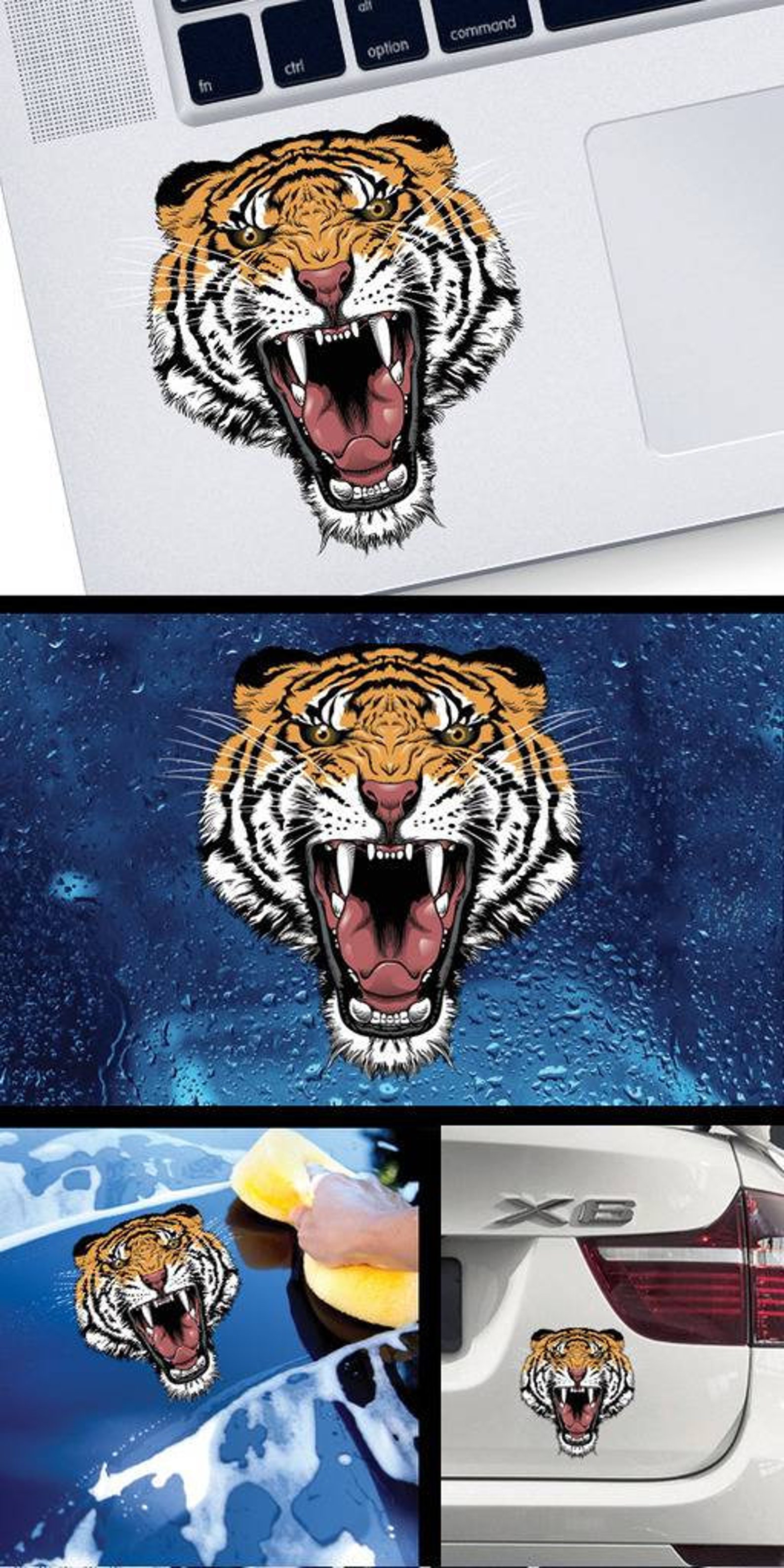 Decal Sticker Tiger Head Car Decoration Angry Car Decoration | Etsy