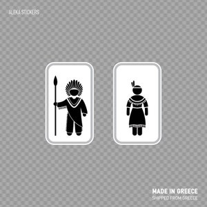 Sticker Sticker Wc toiletten teken rood Indian Native Man vrouw Toilet badkamer toilet waterdichte W865W