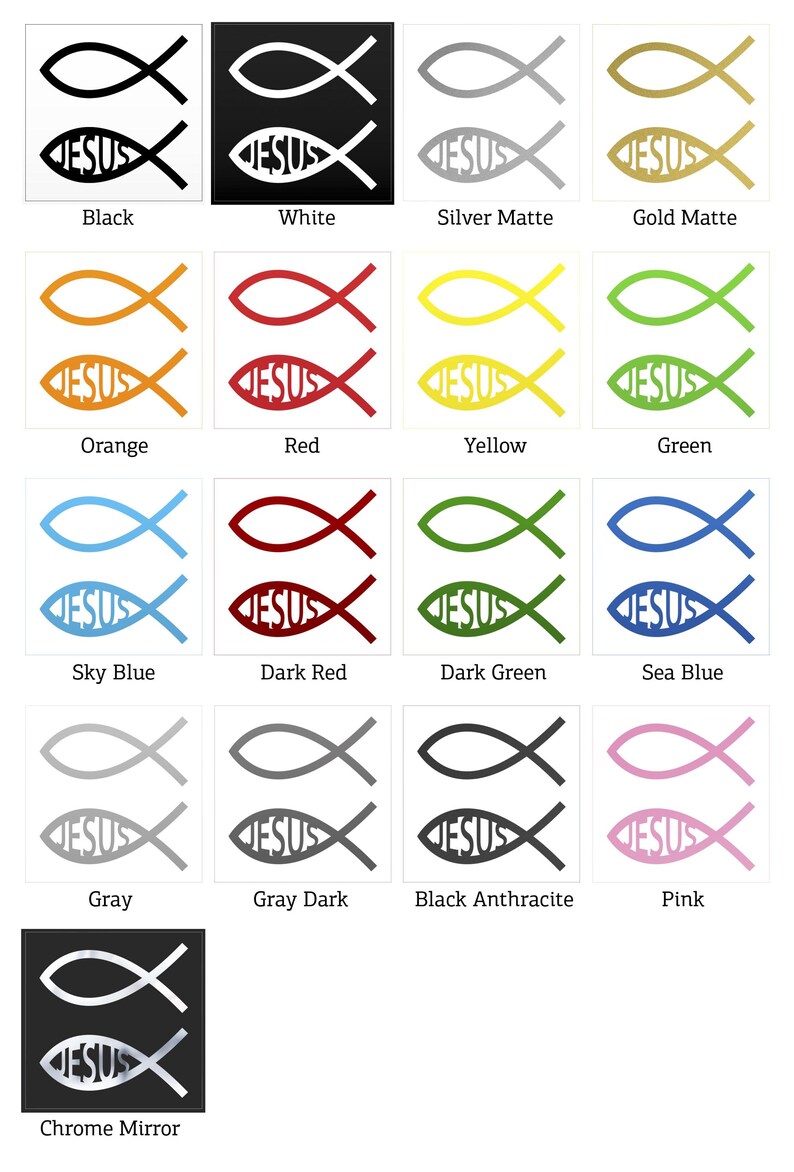Christian Fish Symbol Sticker – Jesus Ichthys Vinyl Decal for Cars