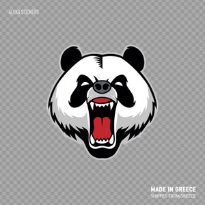 Decalcomania Adesivo Testa di panda aggressiva Foresta arrabbiata montagna natura Maschera di cartone animato W7987
