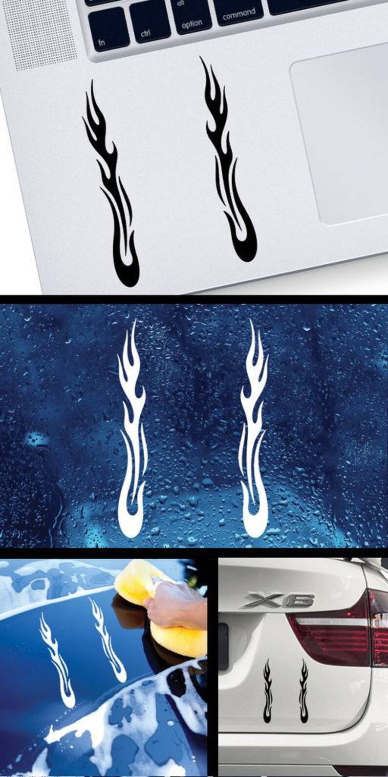 Decal Sticker Pair of Flames Easy Rider Car Decoration Helmet ...