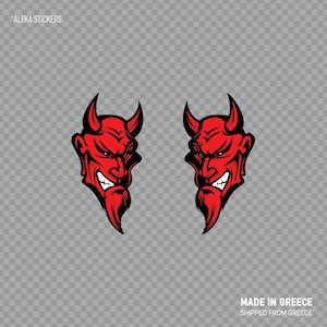 Decalcomania Coppia di diavolo malvagio Satana Inferno diabolico malizioso Rosso RS325