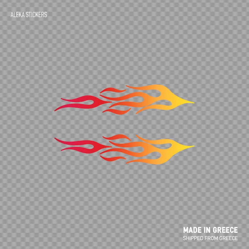 Decal Sticker Pair of Flames Red Orange Yellow Motorbike Car Helmet ATV ...