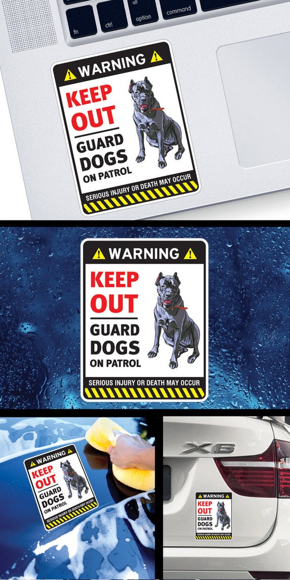 Cartello di sicurezza Caution guard dog on patrol keep out