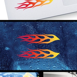 Decal Sticker Pair of Flames Red Orange Yellow Car Decoration Flamed ...