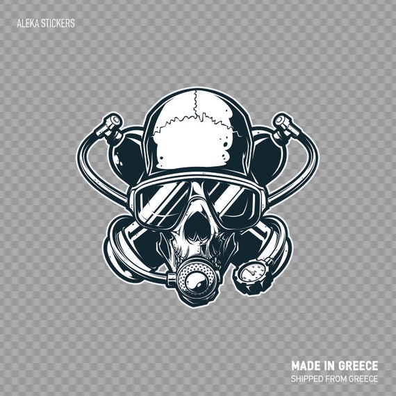 Scuba Dive Skull Vinyl Decal TWO Sticker 2 Pack Scuba Dive Skull Vinyl Decal TWO Sticker 2 Pack