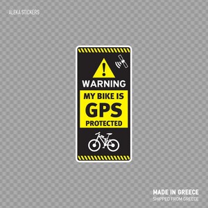 Decalcomania Adesivo Divertente segnale di avvertimento Gps Protetto Prevenzione Bici Ciclismo Vinile di alta qualità X4RS7