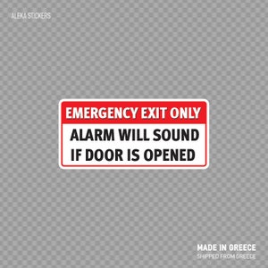 Sticker Sticker Emergency Exit alleen Alarm zal geluid als deur geopend veiligheid teken topkwaliteit vinyl waterdicht weerbestendige X8762