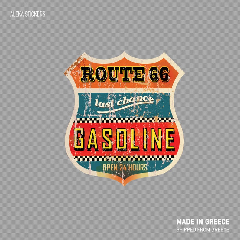 Decal Sticker Vintage Route 66 Gasoline Sign Motorbike Etsy Decal Sticker Vintage Route 66 Gasoline Sign Motorbike Etsy
