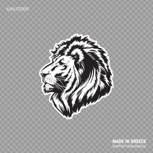 Decal Sticker maschio Lion Head Black e white grande gatto felino Felidae re savana W9949 Africa sub-sahariana