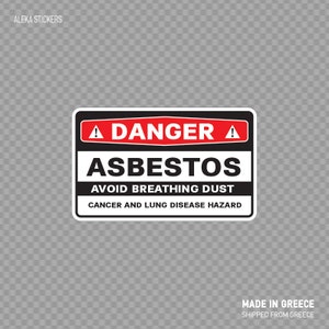 Sticker Sticker gevaar asbest voorkomen ademhaling stof kanker en longkanker ziekte Hazard chemische veiligheid teken hoge kwaliteit AV Design X4369